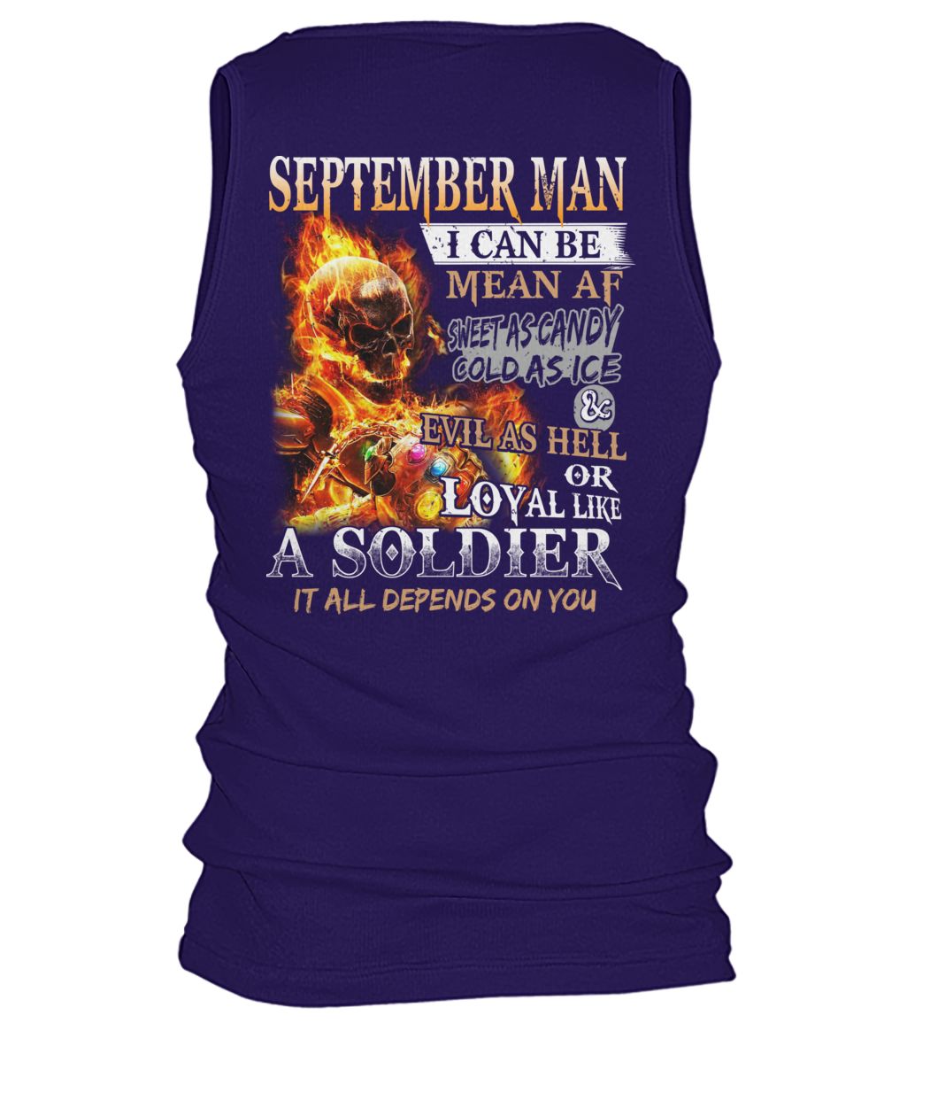 September man I can be mean af sweet as candy gold as ice and evil as hell men's tank top