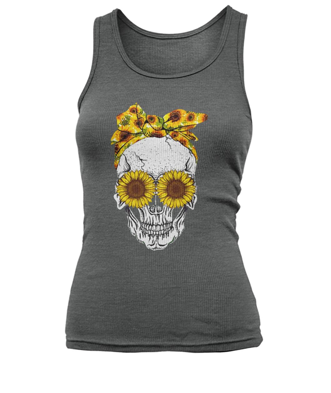 Sunflower skull women's tank top