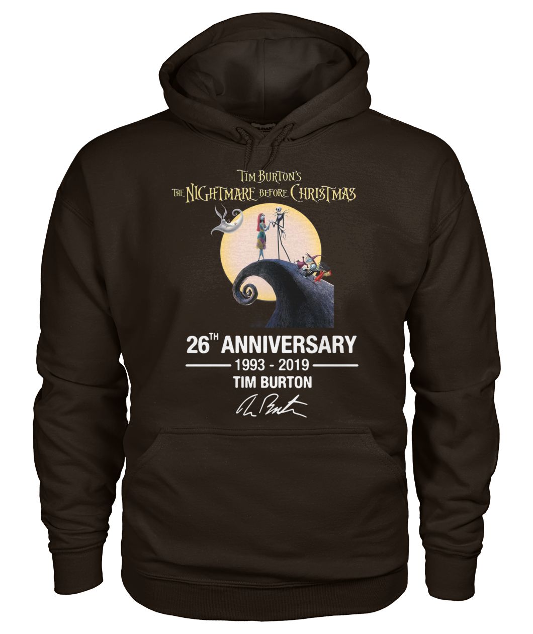 Tim burton's the nightmare before christmas 26th anniversary 1993 2019 signature gildan hoodie