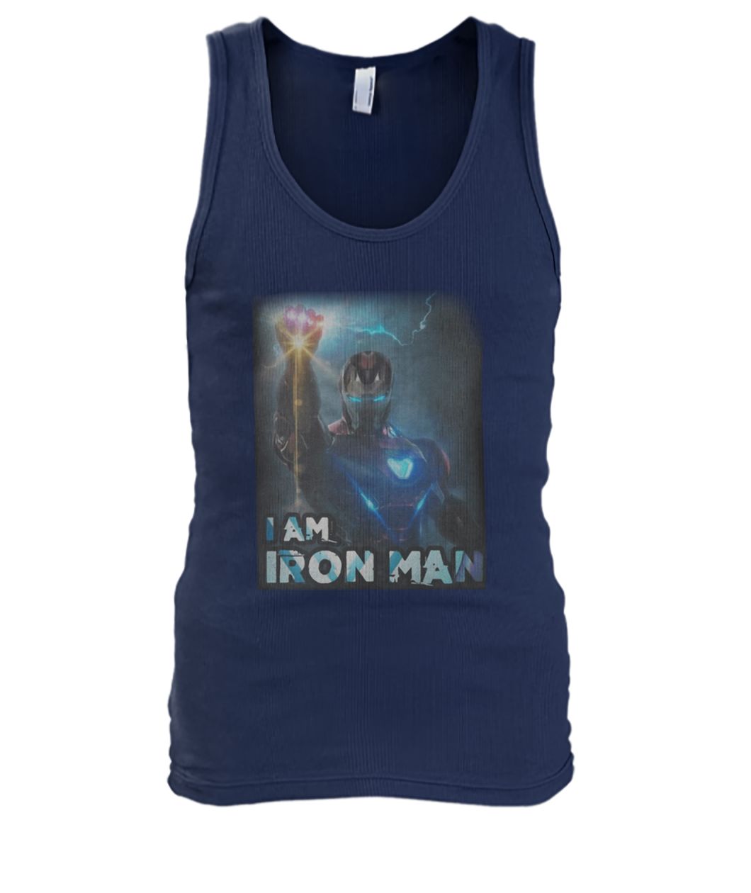 Tony stark wielding the infinity gauntlet I am Iron man men's tank top