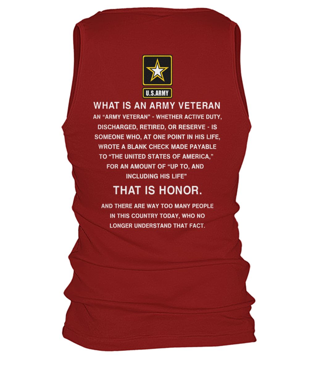 U.S.Army what is an army veteran that is honor men's tank top