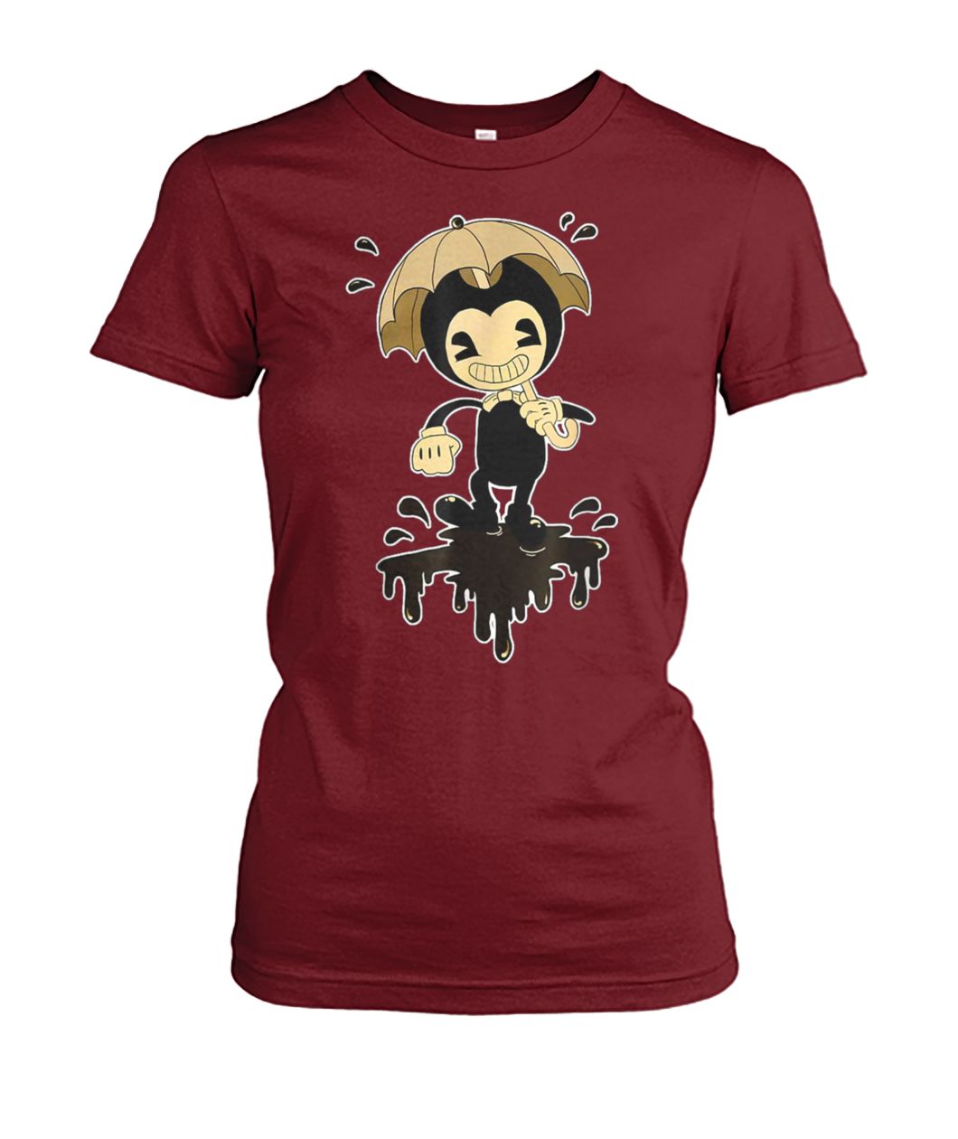 Video game inspired bendy and the ink machine women's crew tee