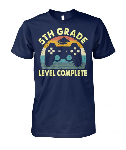 Vintage 5th grade level complete video gamer graduation unisex cotton tee