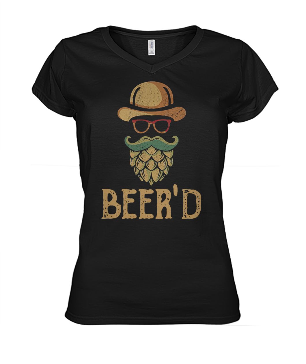 Vintage beer'd beer beard women's v-neck
