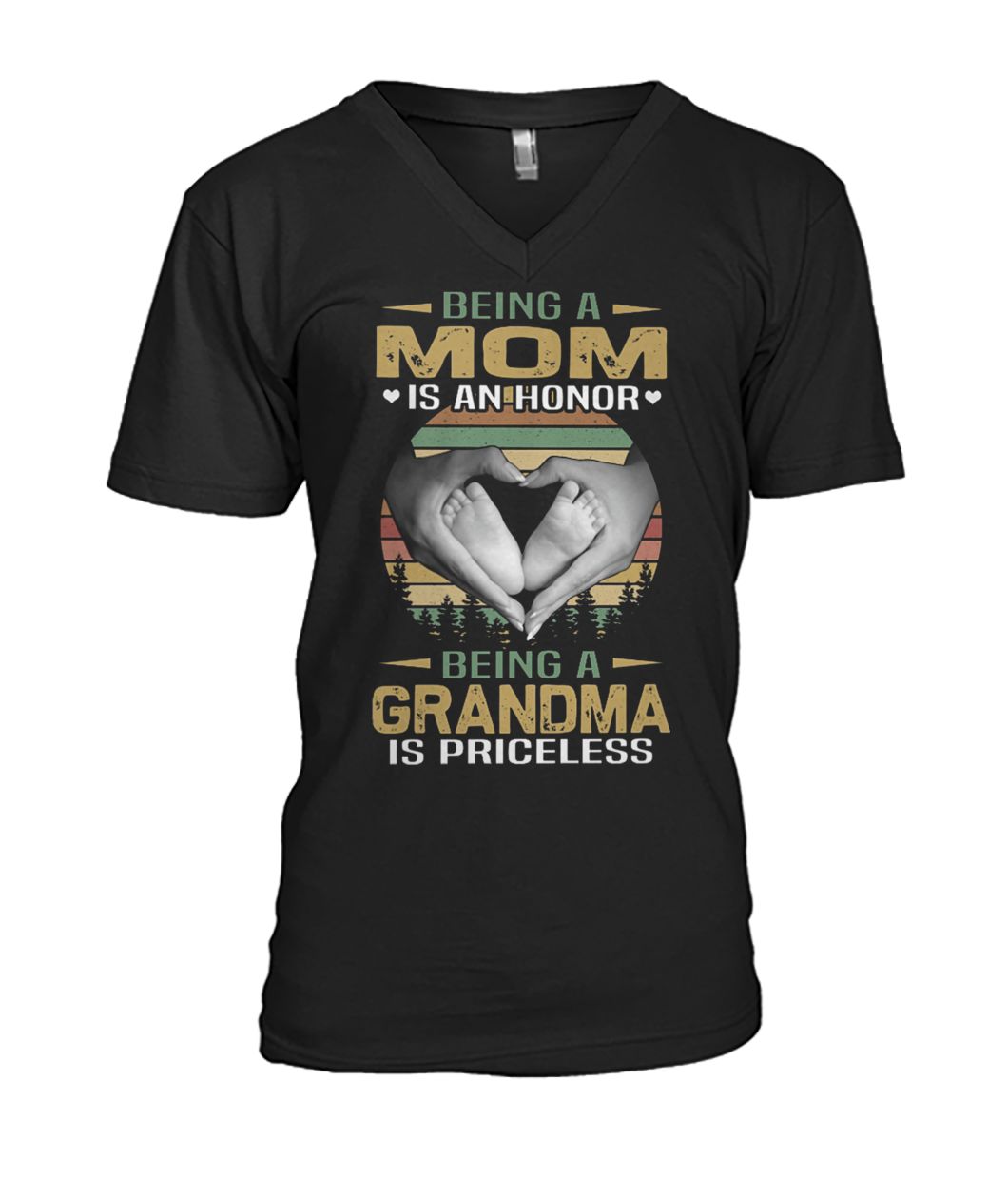 Vintage being a mom is an honor being a grandma is priceless mens v-neck
