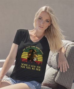 Vintage bob marley iron lion zion one good thing about music when it hits you you feel no pain shirt