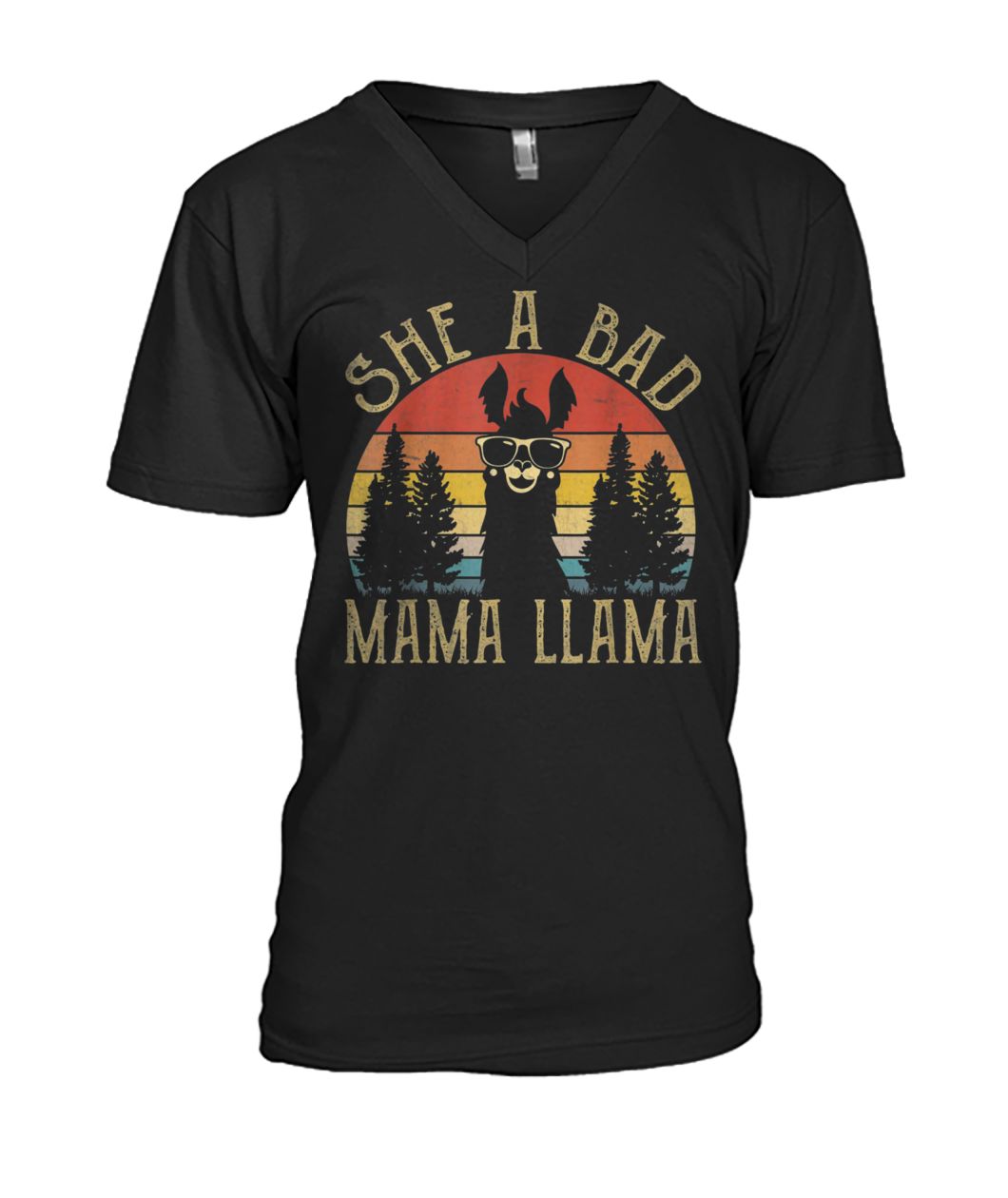 Vintage she's a bad mama llama mens v-neck