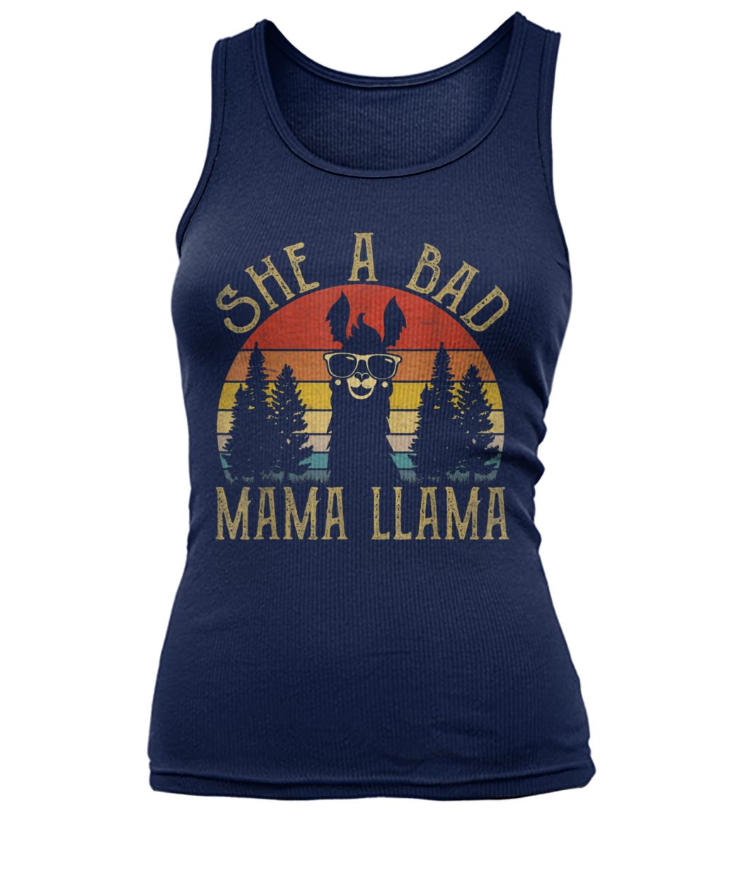 Vintage she's a bad mama llama women's tank top