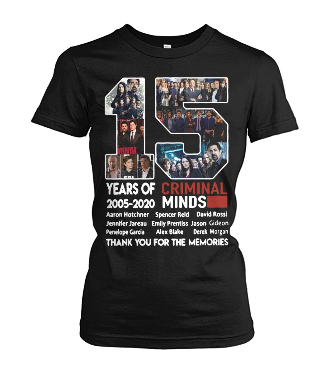 15 years of Criminal Minds 2005 2020 thank you for the memories women's crew tee