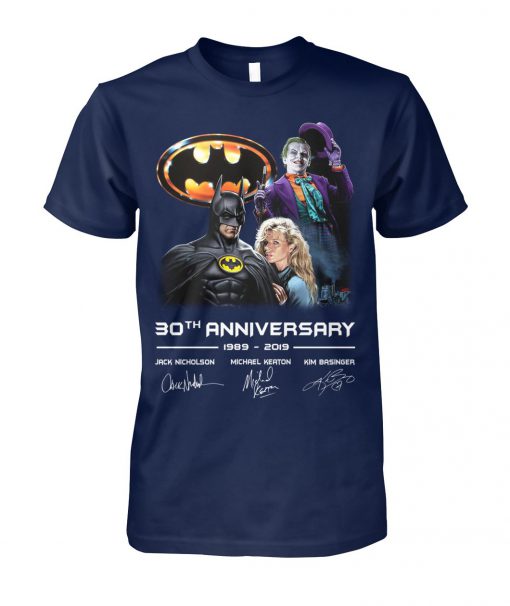 30th anniversary to batman 1989-2019 signatures unisex cotton tee