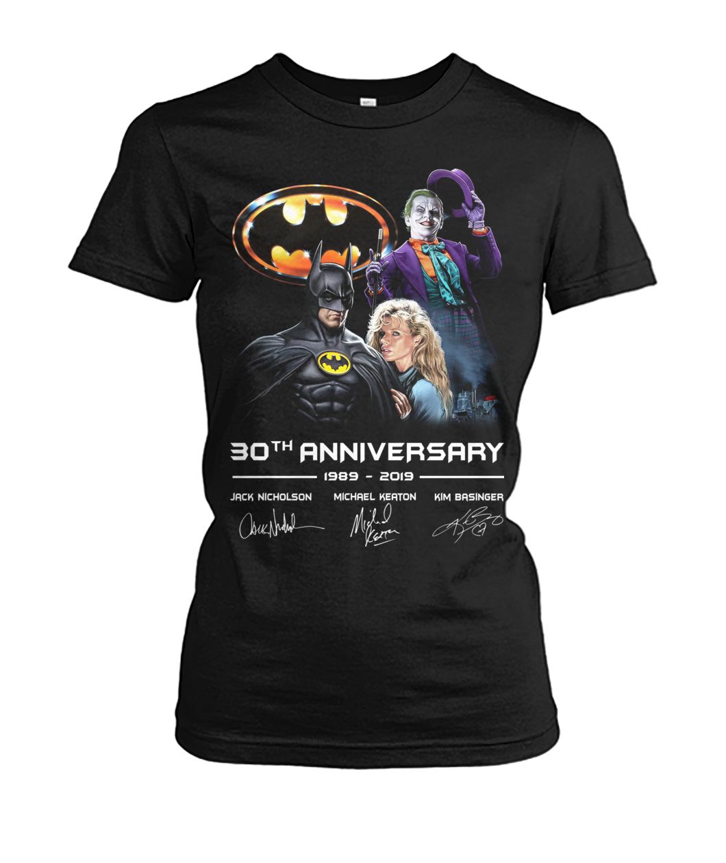 30th anniversary to batman 1989-2019 signatures women's crew tee