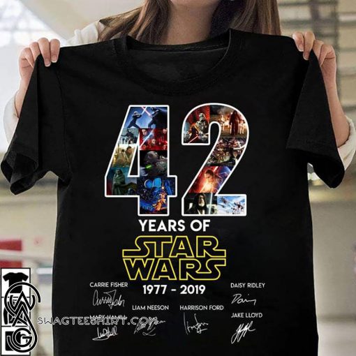 42 years of star wars 1977-2019 signatures shirt