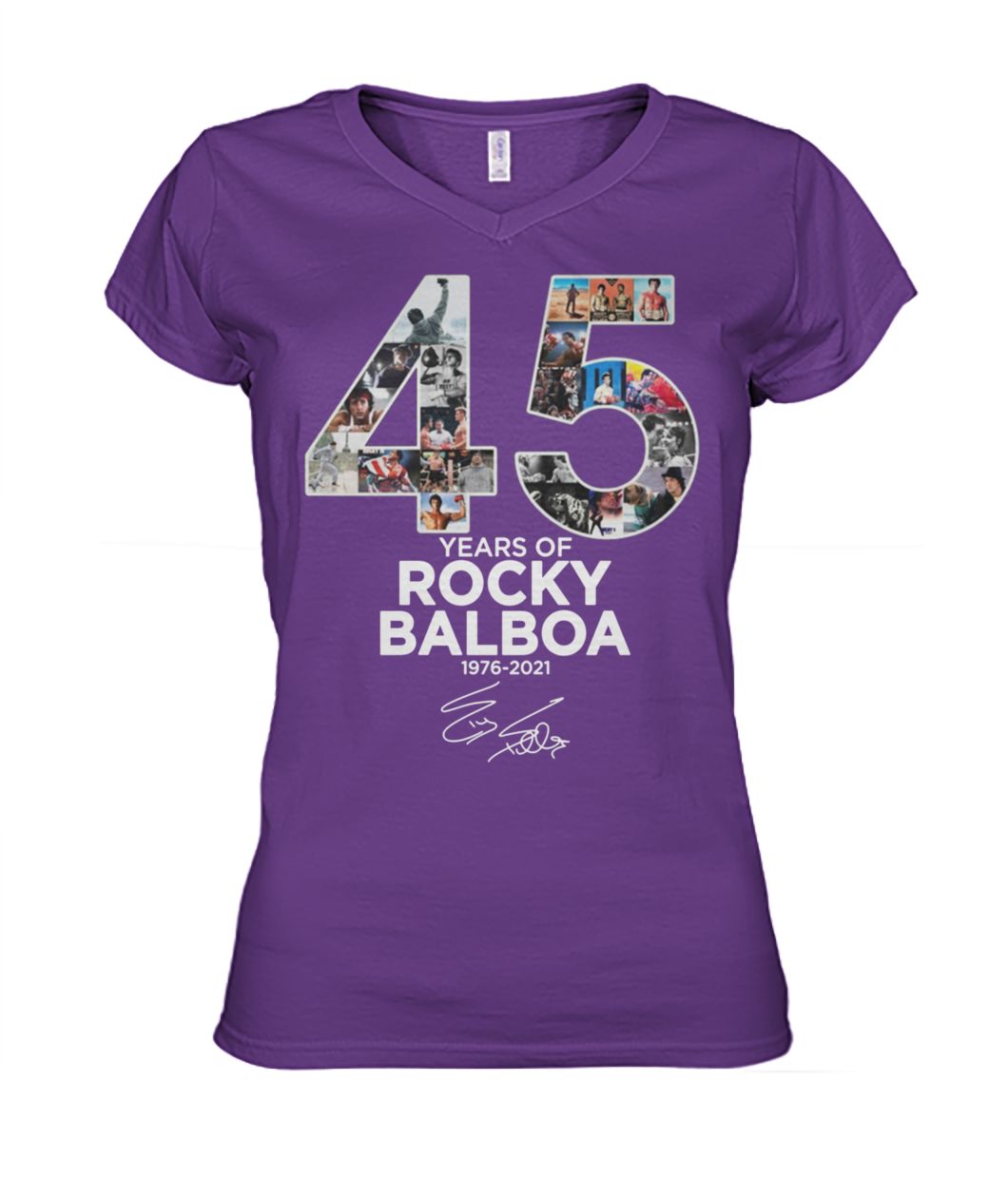 45 years of Rocky Balboa 1976-2021 signature women's v-neck