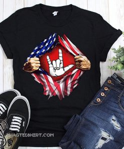 4th of july american flag peace sign hand shirt