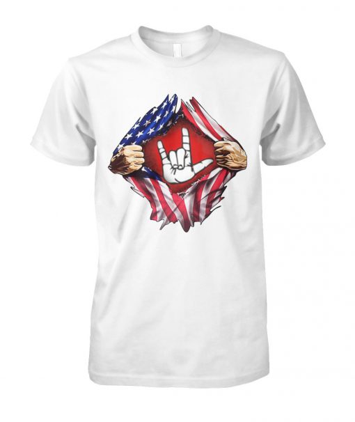 4th of july american flag peace sign hand unisex cotton tee
