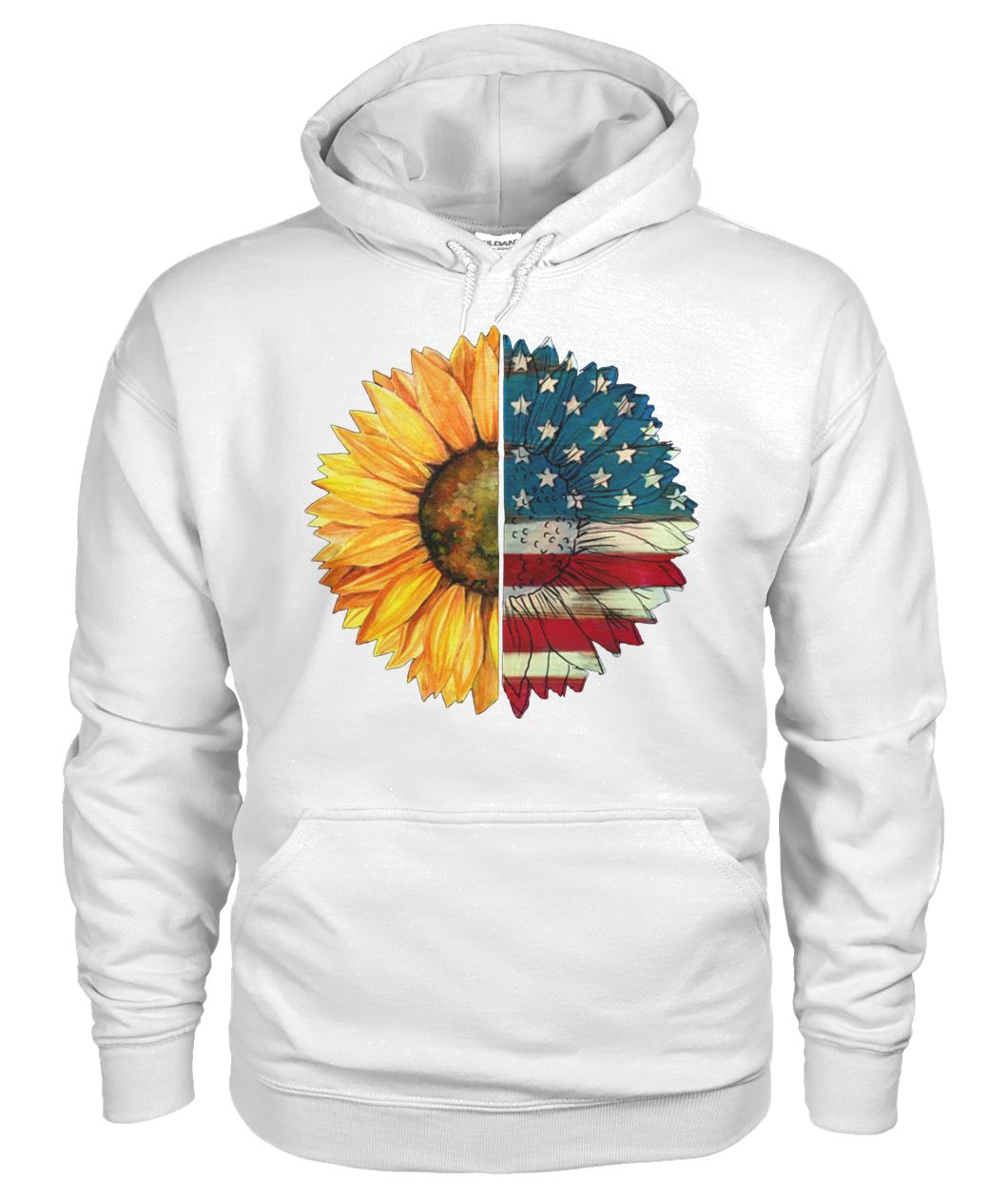 4th of july american flag sunflower gildan hoodie