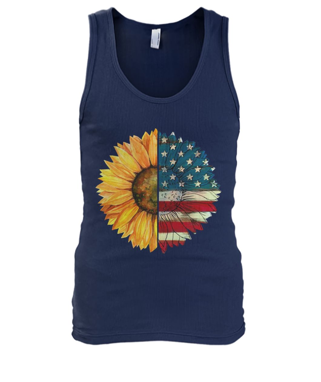 4th of july american flag sunflower men's tank top