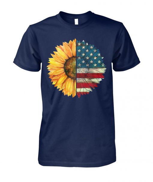 4th of july american flag sunflower unisex cotton tee