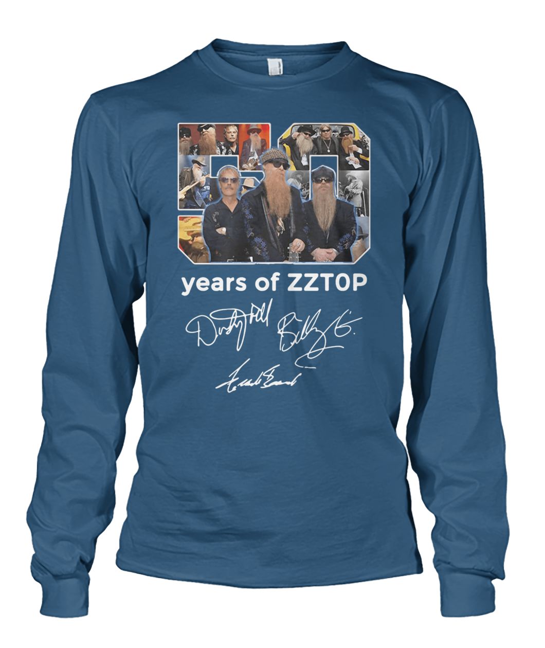 50 years of zz top anniversary tour 2019 signatures unisex long sleeve