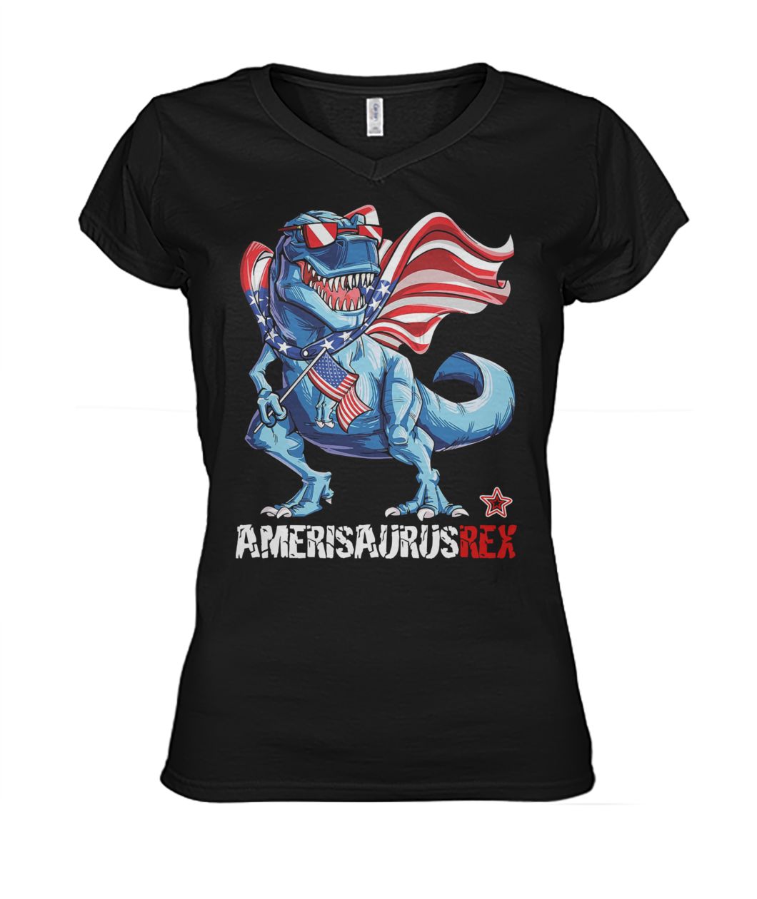 Ameri saurus rex american flag 4th of july women's v-neck