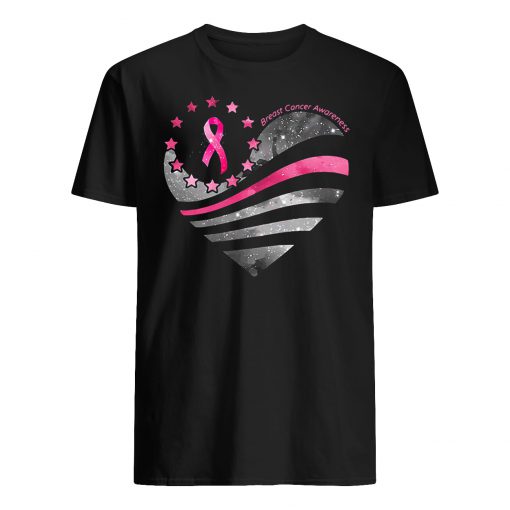 American flag breast cancer awareness guy shirt