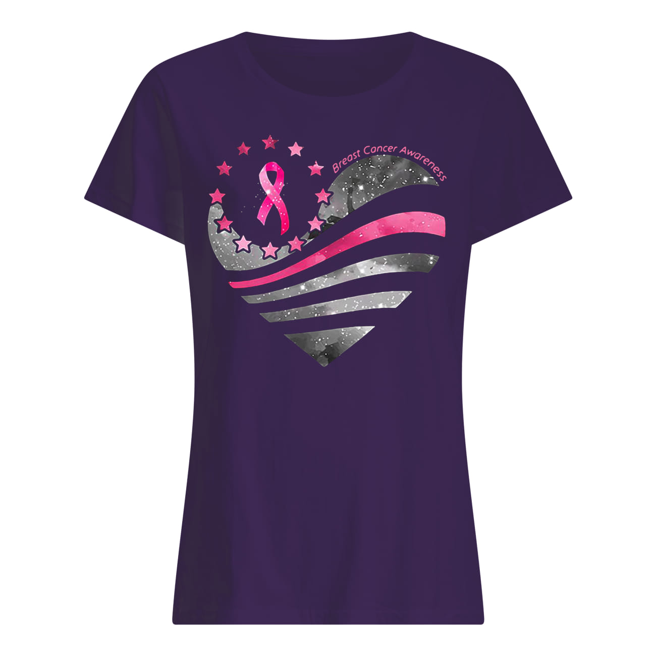 American flag breast cancer awareness lady shirt