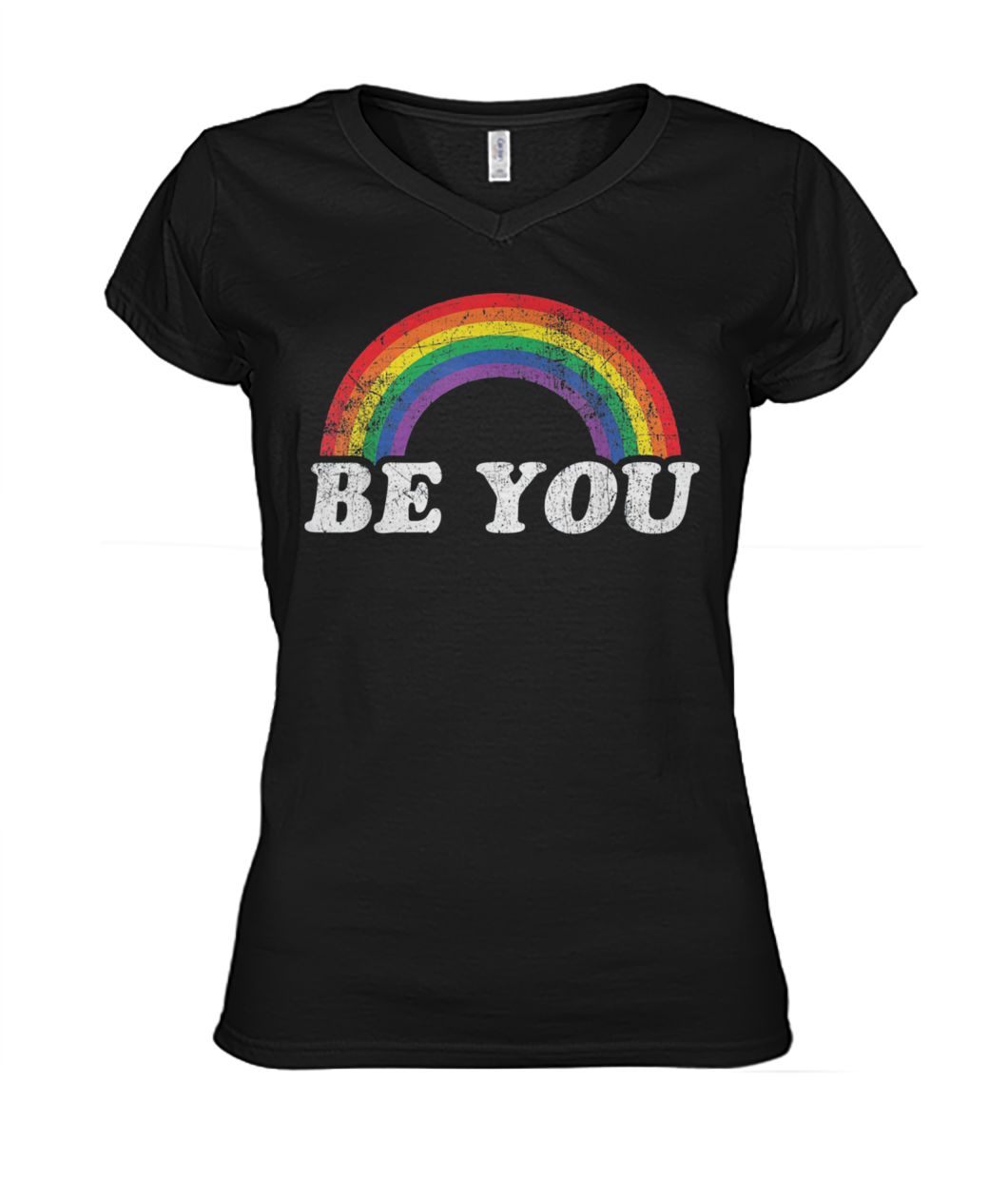 Be you gay LGBT pride rainbow women's v-neck