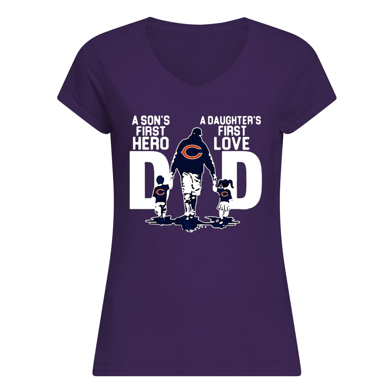 Chicago bears dad a son’s first hero a daughter’s first love lady v-neck