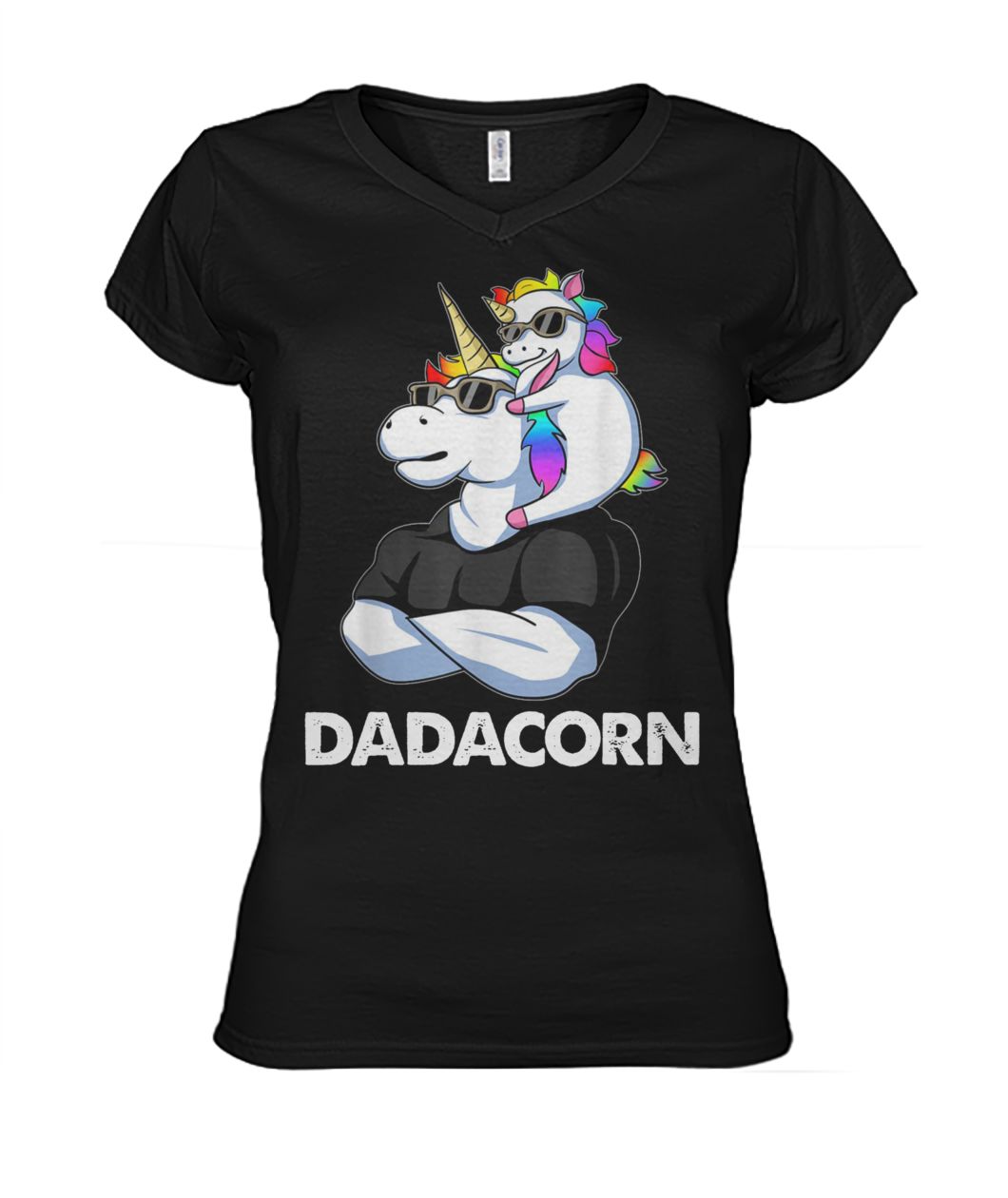 Dadacorn unicorn dad and baby father's day women's v-neck