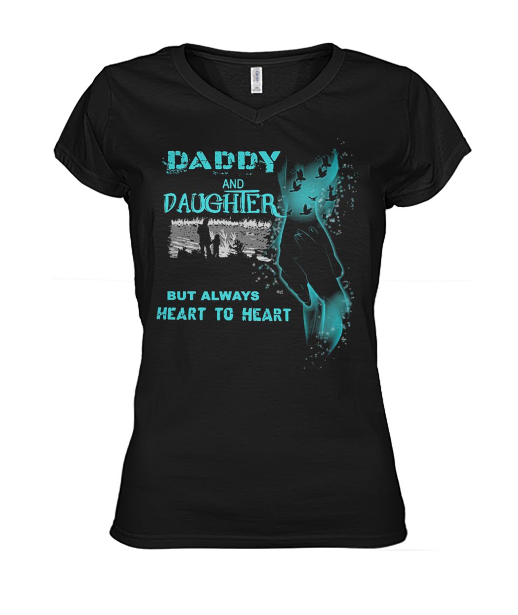 Daddy and daughter but always heart to heart women's v-neck