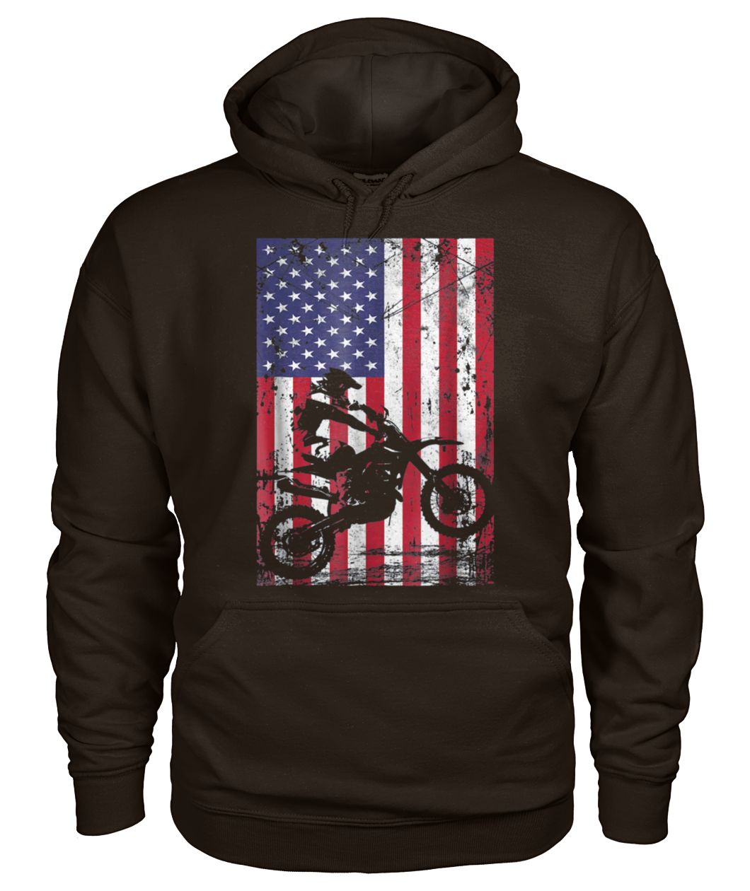 Dirt bike american flag 4th of july gildan hoodie