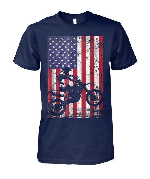 Dirt bike american flag 4th of july unisex cotton tee