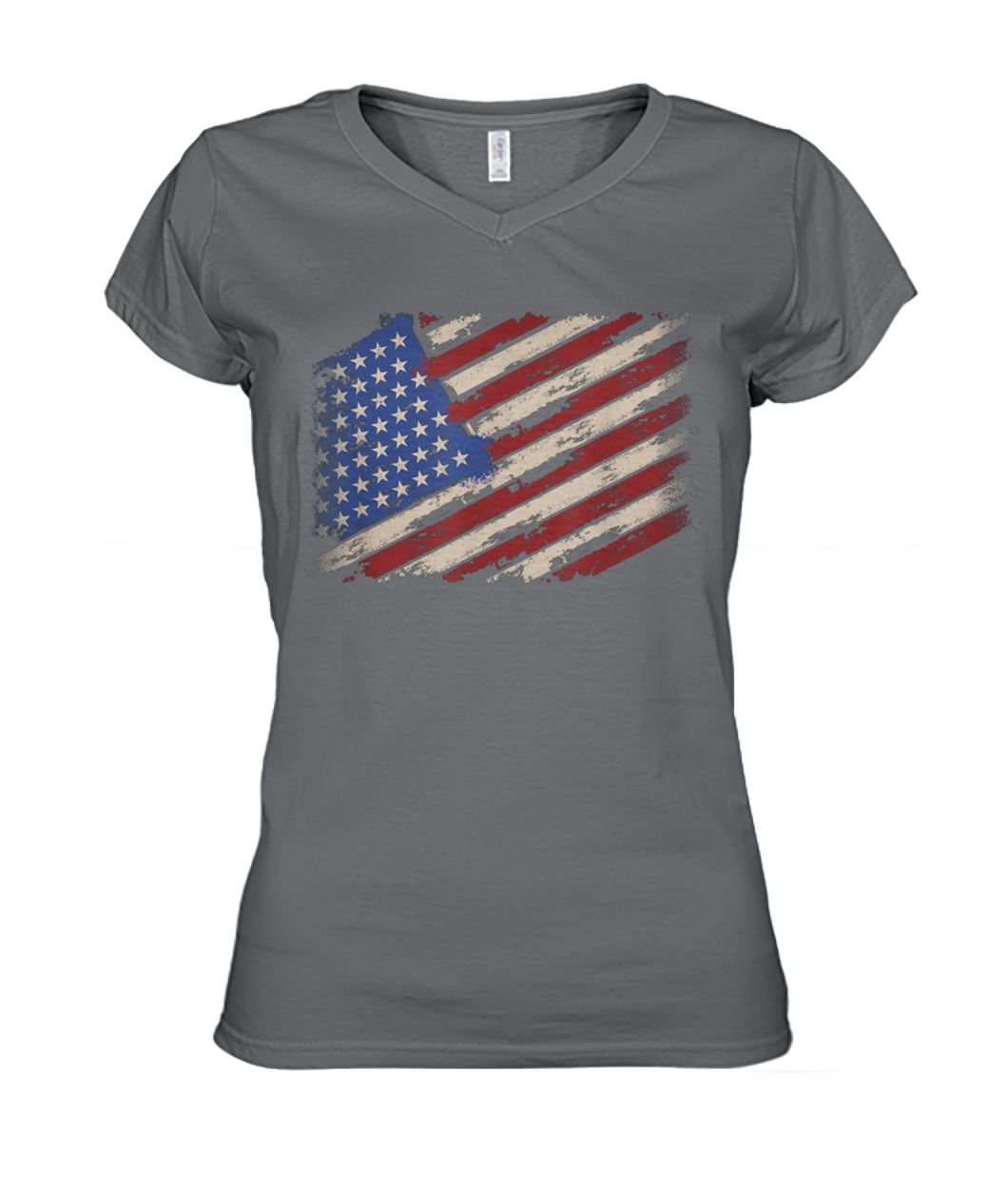 Distressed american Us flag vintage retro look 4th of july women's v-neck