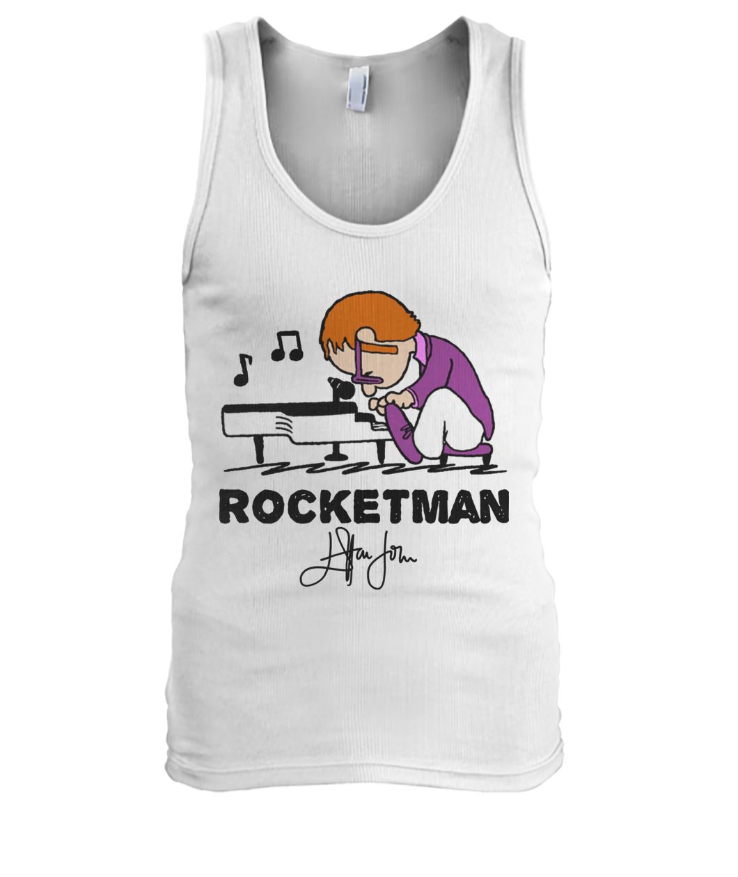 Elton john rocket man play piano men's tank top