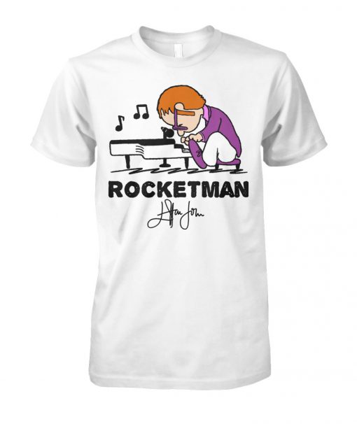 Elton john rocket man play piano unisex cotton tee