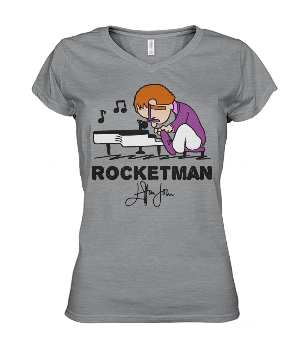 Elton john rocket man play piano women's v-neck