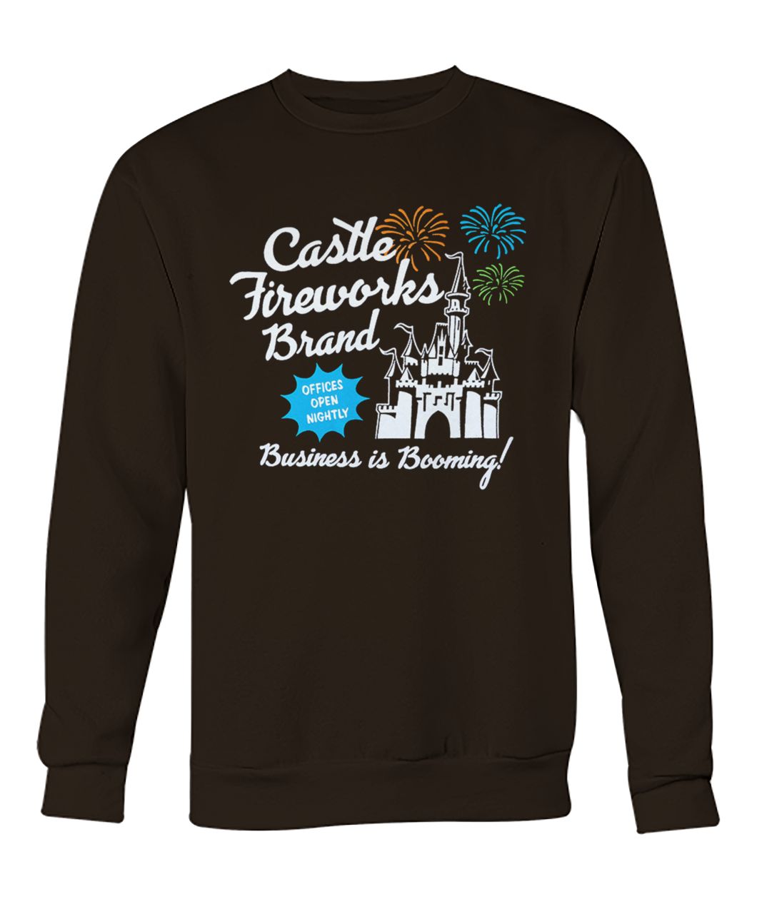 Fantasyland castle fireworks brand business is booming crew neck sweatshirt