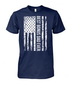 Father's day best bonus dad ever american flag unisex cotton tee
