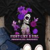 Fibromyalgia awareness sugar skull fairy fight like a girl shirt