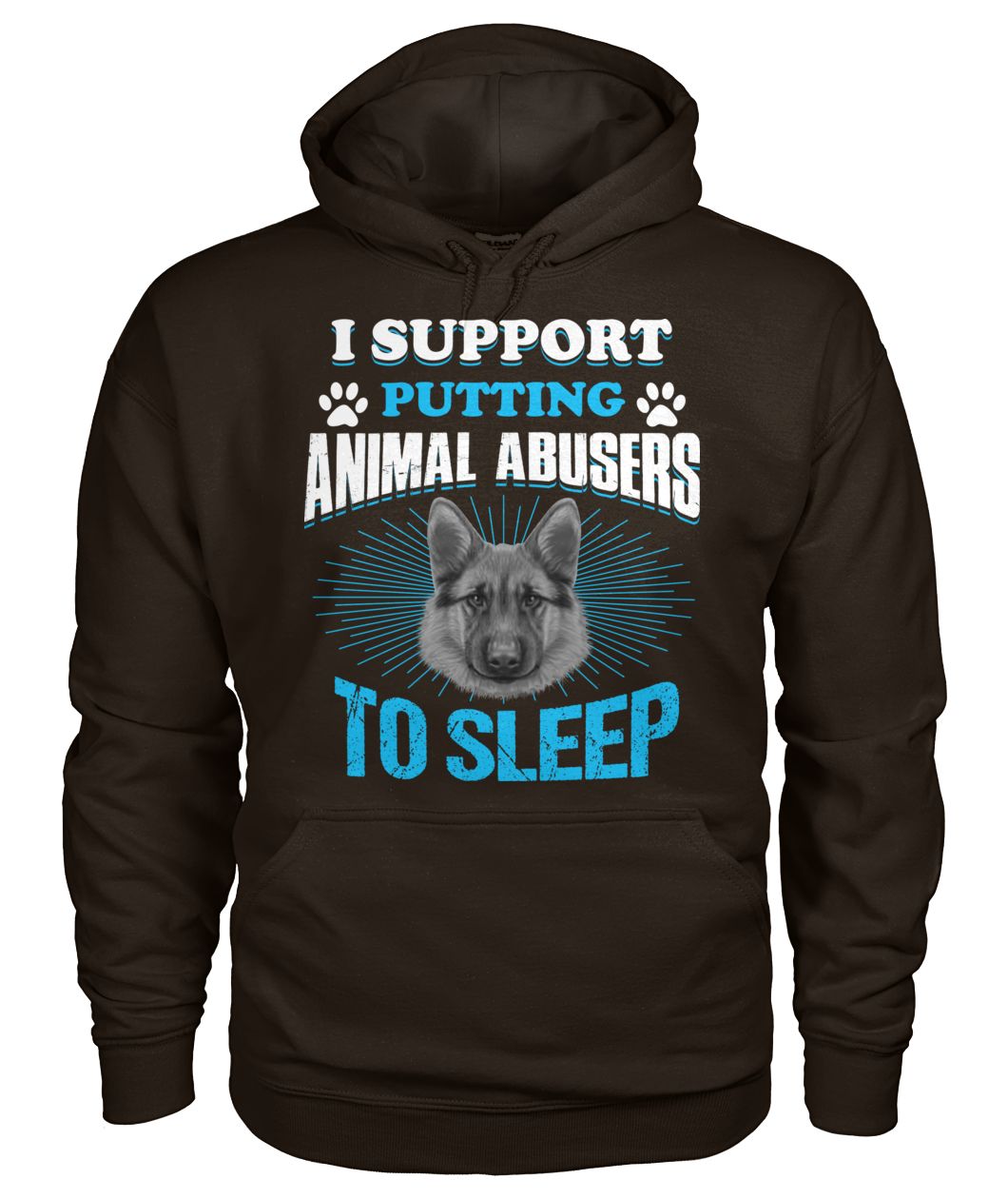 German shepherd I support putting animal abusers to sleep gildan hoodie