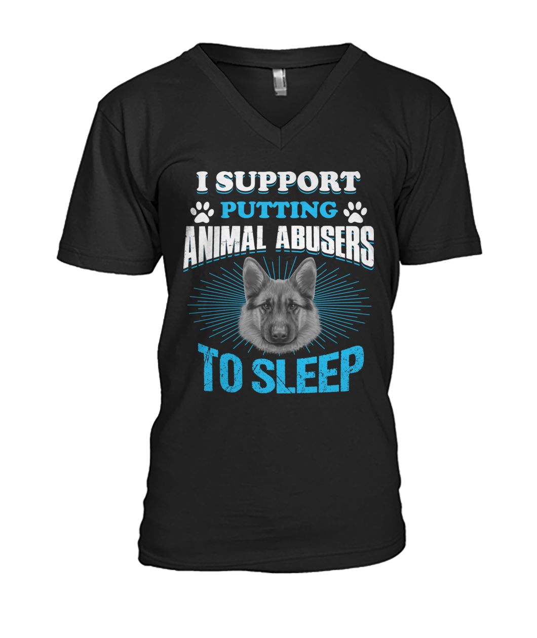 German shepherd I support putting animal abusers to sleep mens v-neck