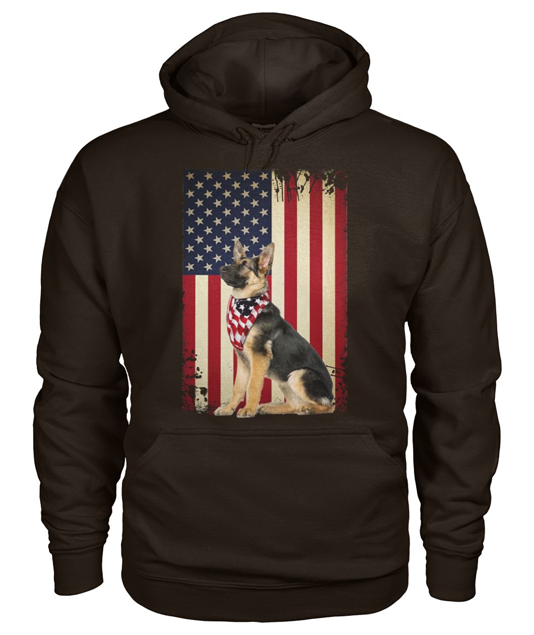 German shepherd american flag 4th of july gildan hoodie