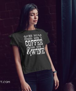 Her day starts with a coffee and ends with a wine shirt