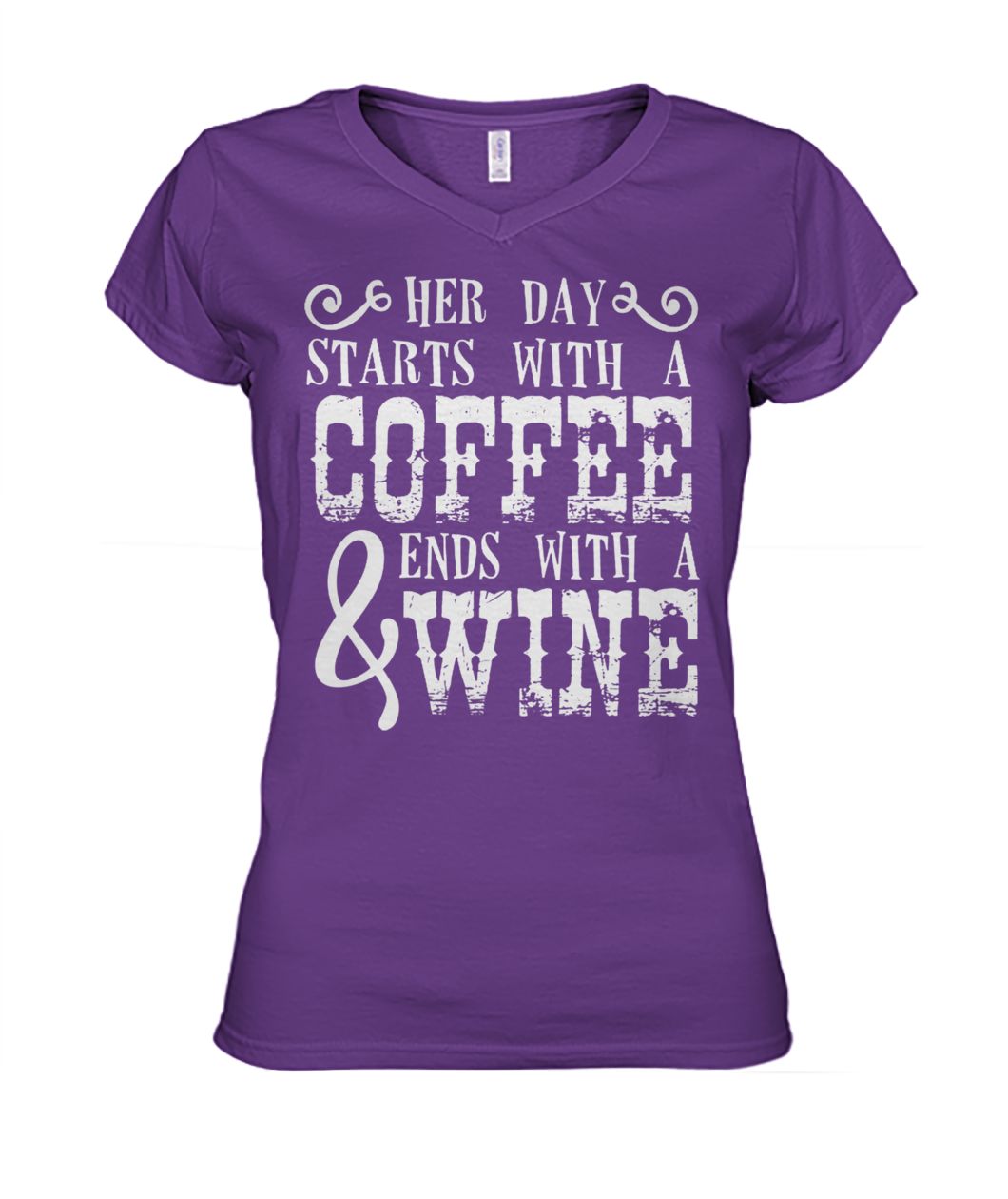 Her day starts with a coffee and ends with a wine women's v-neck