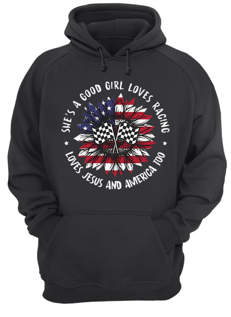 Hippie sunflower usa flag she is a good girl loves her mama loves jesus and america too hoodie