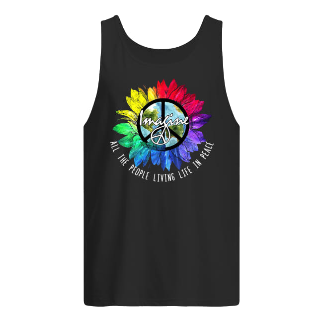 Imagine all the people living life in peace rainbow sunflower LGBTQ pride tank top