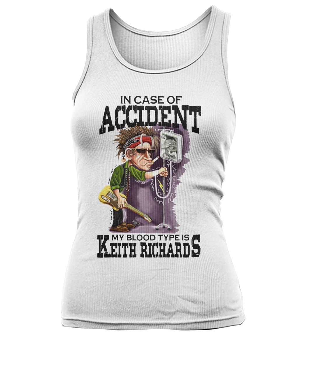 In case of accident my blood type is keith richard women's tank top