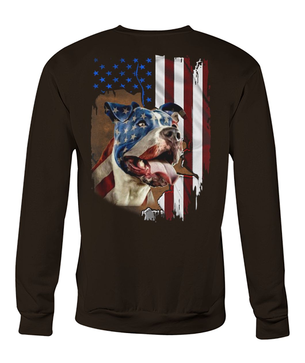 Independence day american flag pitbull crew neck sweatshirt