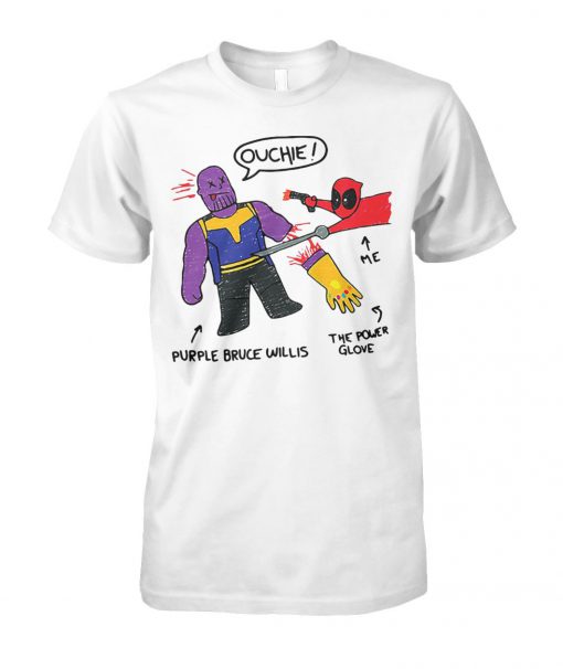 Infinity doodle deadpool’s doodle me the power glove and purple bruce willis unisex cotton tee