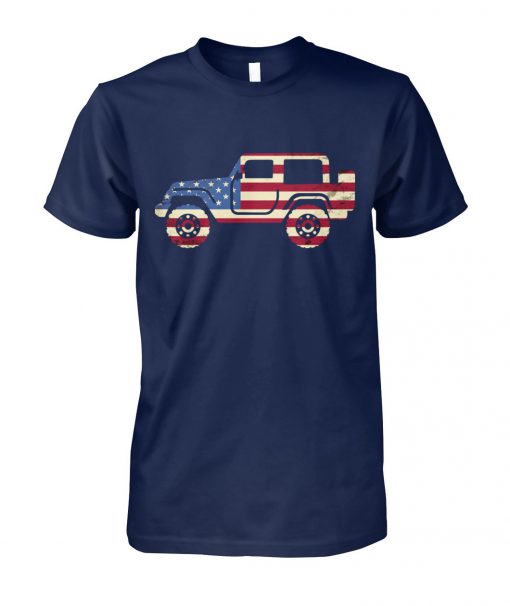Jeep american flag 4th of july unisex cotton tee